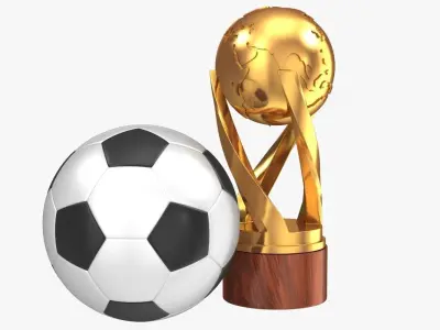 Gold Cup and Soccer Ball Low-poly 3D model