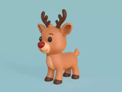 Cartoon Reindeer  Low-poly 3D model