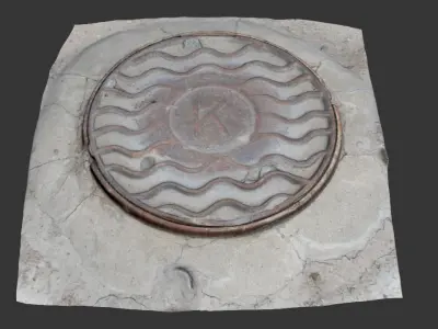 Sewerage hatchway Scan model Low-poly 3D model