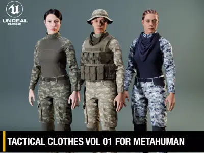 Tactical Clothing Vol 1 For MetaHuman - Game Ready - Rigged Low-poly 3D model