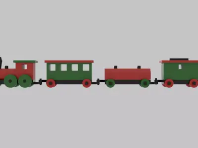 Wooden Toy Christmas Train 3D model