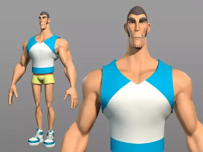 Cartoon male character Chen Low-poly 3D model
