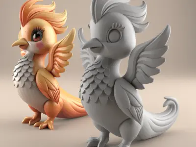Adorable Baby Phoenix 3D Model 3D print model