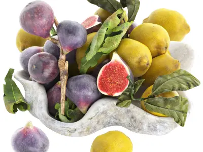 bowl of figs and lemons 3D model