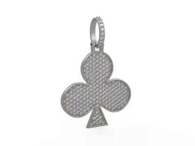 Model 1128 Playing Cards Clubs Iced Out Pendant Large 40mm 3D print model