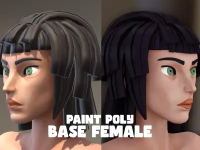 Paint Poly - Base Female Character - GameReady Low-poly 3D model