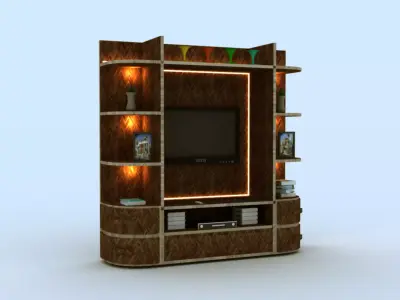 T V Unit minecraft entertainment center Low-poly 3D model