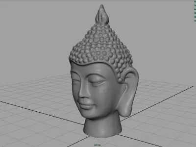Vintage buddha head Low-poly 3D model