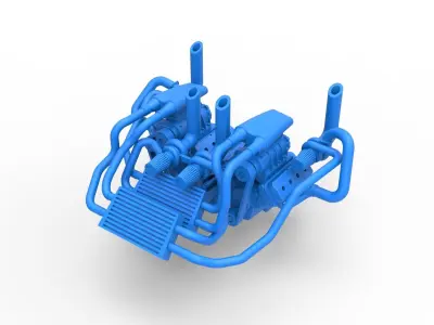 Twin-engine V8 for pulling tractor Scale 1 to 25 3D print model