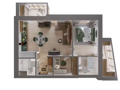  apartment layout 3D model