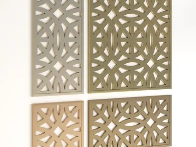 Arabic Islamic pattern decorative gold plaster 3D model
