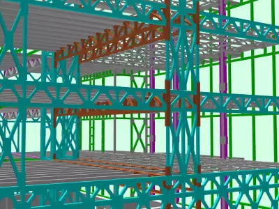steel frame stuctural building Low-poly 3D model