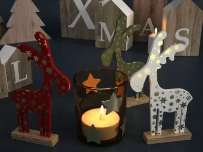 Christmas Toys Wooden Set 3D model