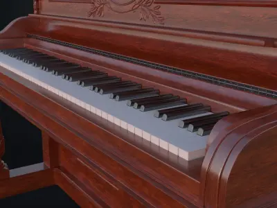Carved Gabler Victorian Upright Piano  3D model