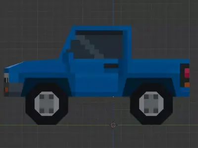 Low Poly Voxel Pickup Truck Low-poly 3D model
