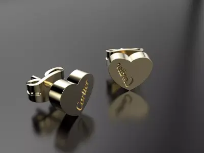 Cartier heart earrings 3D print model