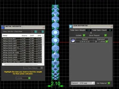 U Shaped Eternity Ring 2 point 1 mm stone size swiss 14 and EU54 3D print model