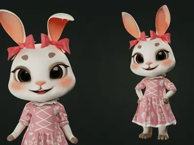 GAME-READY 3D Character - Bunny Jessica Low-poly 3D model