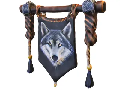 Tribal Wolf Banner Low-poly 3D model