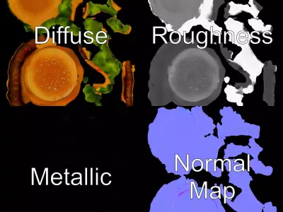 Realistic Cheeseburger with Lettuce Model Pack Low-poly 3D model