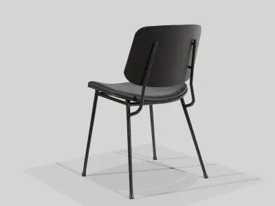 Soborg Metal Base-Model 3061-black lacquered and dark steel Low-poly 3D model