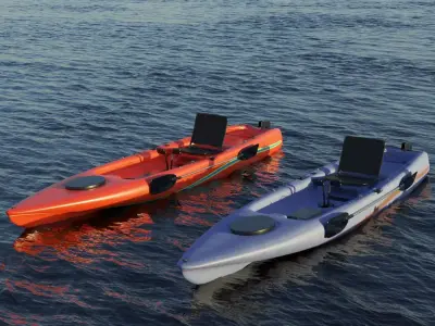 Kayak 3D model two kayaks floating in body of water 3D Model Pack