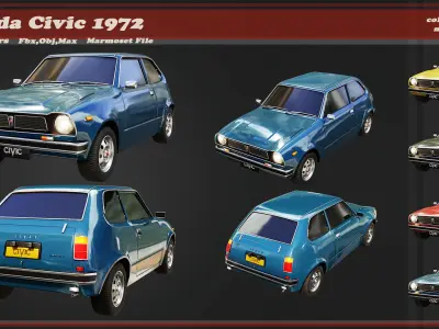 Honda Civic 1972 Low-poly 3D model