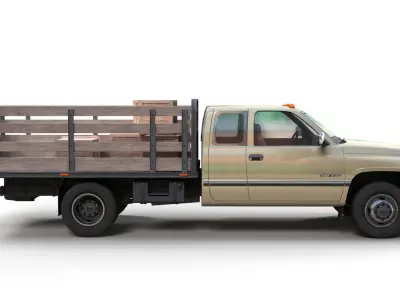 Dodge Ram 1996 3500 Light duty stake truck Low-poly 3D model