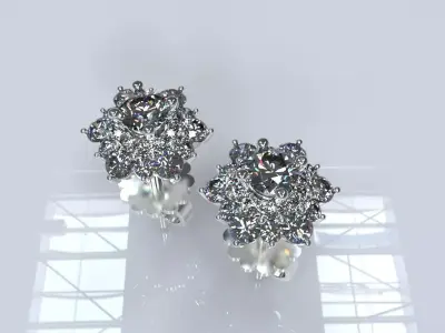 Elegant Diamond Earing 3D JewelryModelMesh 3dm OBJ STL Printable 3D print model