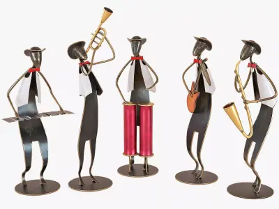 The set of five statuettes of jazz musicians 3D model