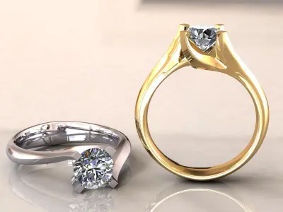 Engagement wedding ring 1ct 3D print model