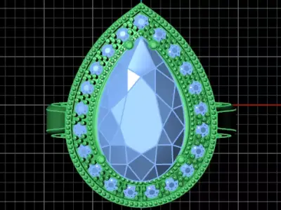 free pear halo jewelry ring Free 3D print model