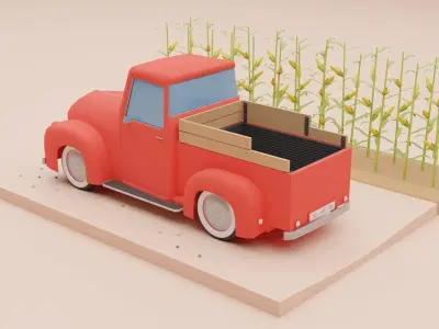 Rigged Farming Truck 3D model