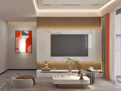 Modern Luxury Style Living Room and Dining Room 3D model