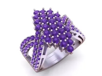 Royal Diamond Cluster Crown Ring 3D print model