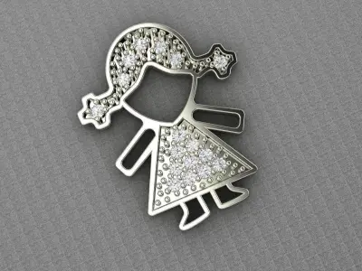 Little girl pendent 3D print model