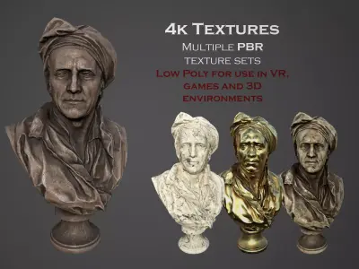 Bust of Nicolas Coustou  Low-poly 3D model