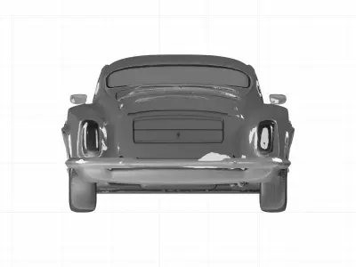 Vintage British Sports Car 3D Model Silver Classic Coupe Low-poly 3D model