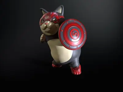 SuperHero Cat Low-poly 3D model
