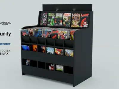 Comic Book Wood Rack 3D model