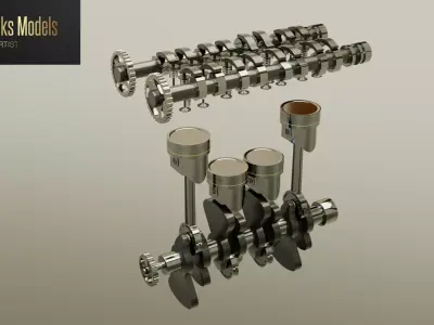 Combustion Engine Low-poly 3D model