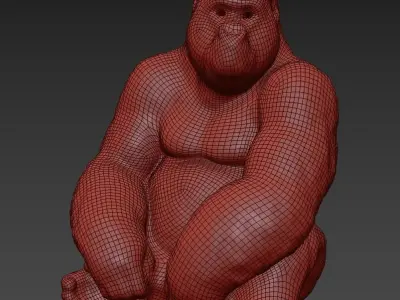 Deco Figurine Monkey Gorilla Side XL  3D model