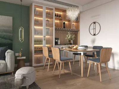 Living Room and Dining Room Scene 2 3D model