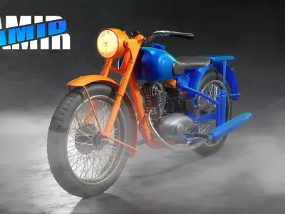 Bike-Motocycle orange and motorcycle 3D model