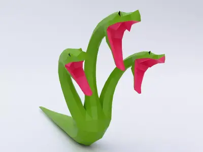 Three headed snake 3d model  Low-poly 3D model