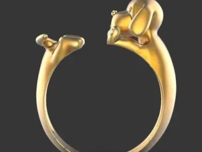 Puppy ring Silver Gold  Print 3D print model