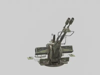 Syria Ciwil War Pickup Car  Zu-23 Weapon Low-poly 3D model