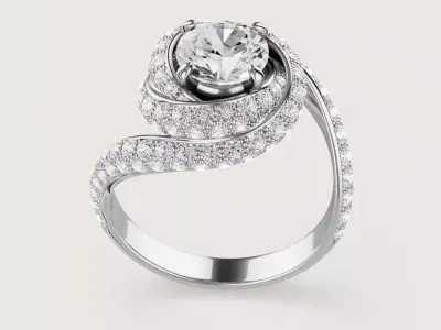 TRI - RING - SOLITAIRE RUBAN 3D print model