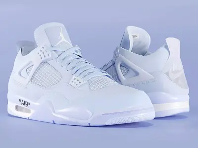 Jordan 4 Off White Blue  Low-poly 3D model