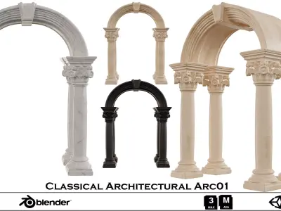 Classical ARC01 Ornate Arches with Corinthian Columns Low-poly 3D model